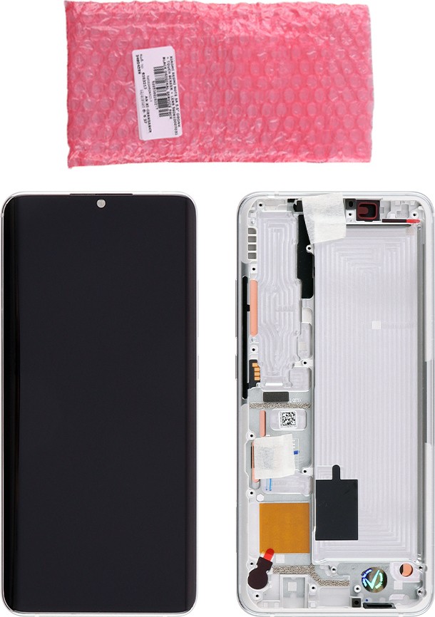 Γνήσια Οθόνη Με Μηχανισμό Αφής Και Πλαίσιο Για Xiaomi Mi Note 10 / CC9 Pro Λευκό (Service Pack) 56000200F400