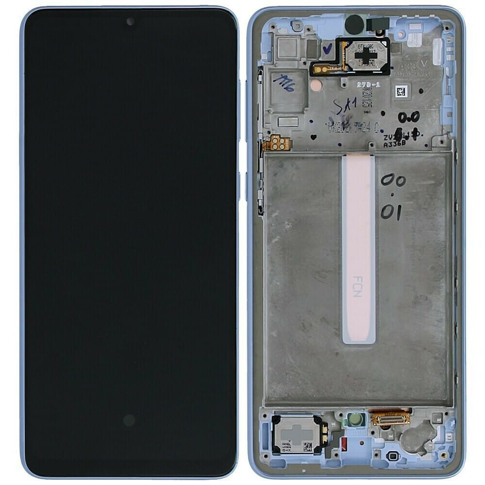 Γνήσια Οθόνη LCD και Μηχανισμός Αφής με Πλαίσιο για Samsung Galaxy A33 5G A336 GH82-28143C Blue (Service Pack)